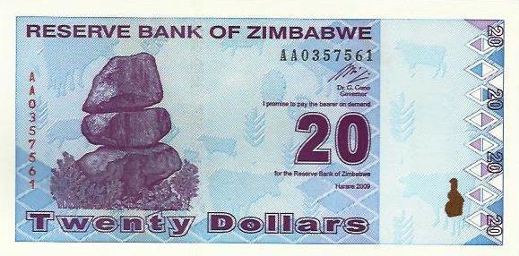 Zimbabwé - 20 Dolares 2009 (# 95)