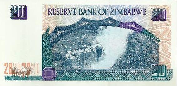 Zimbabwé  - 20 Dolares 1997 (# 7)